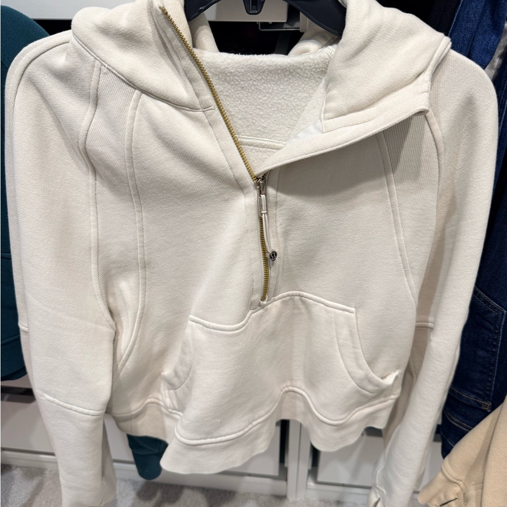 lululemon athletica Cream Bone scuba half zip Hoodie